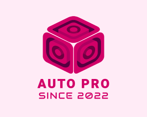 Isometric - Pink Video Game Cube logo design
