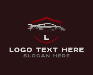 Car - Sports Car Driving Shield logo design
