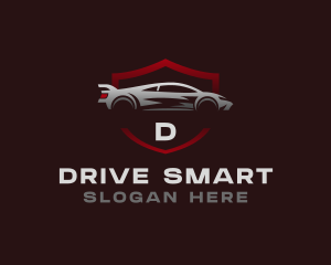 Sports Car Driving Shield logo design