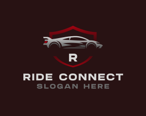 Sports Car Driving Shield logo design