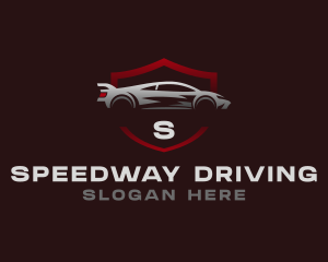 Driving - Sports Car Driving Shield logo design