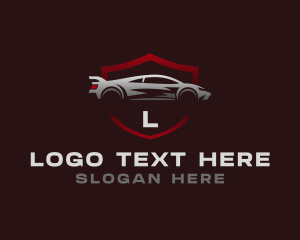 Sports Car Driving Shield Logo