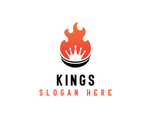 Flaming Barbecue Crown logo design