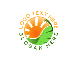 Eco - Solar Leaf Mountain logo design