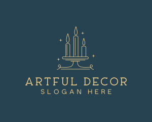 Candle Decor Candelabra logo design