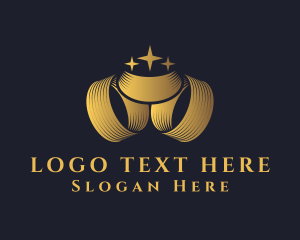 Jewelry Shop - Gold Ring Crown logo design
