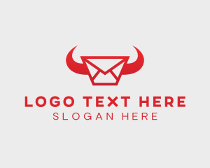 Bull - Horn Messaging Envelope logo design
