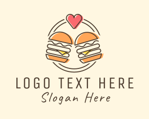 Cafeteria - Heart Burger Fast Food logo design