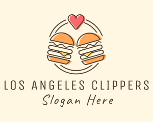 Heart Burger Fast Food Logo