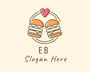 Cuisine - Heart Burger Fast Food logo design