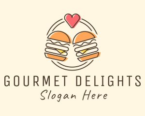 Heart Burger Fast Food logo design