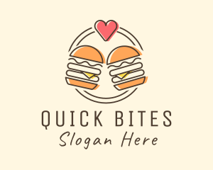 Fast Food - Heart Burger Fast Food logo design