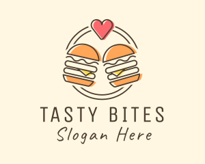 Meal - Heart Burger Fast Food logo design