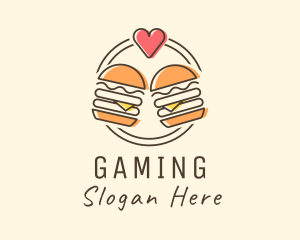 Hamburger - Heart Burger Fast Food logo design