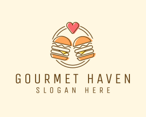 Heart Burger Fast Food logo design