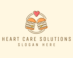 Heart Burger Fast Food logo design