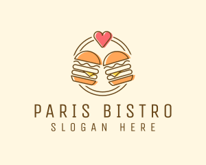 Heart Burger Fast Food logo design