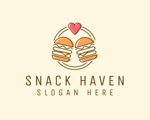 Heart Burger Fast Food logo design