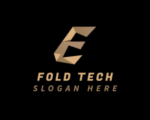 Fold - Polygonal Origami Fold Letter E logo design