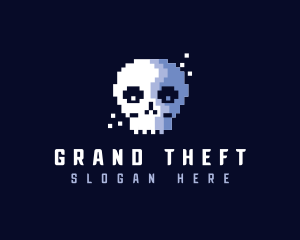 Pixelated Retro Gaming Skull Logo