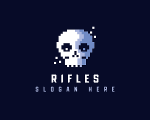 Pixelated Retro Gaming Skull Logo