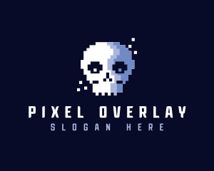 Pixelated Retro Gaming Skull logo design