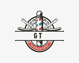 Barber Pole Razor Hairdresser Logo