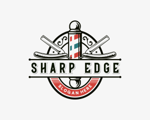 Razor - Barber Pole Razor Hairdresser logo design