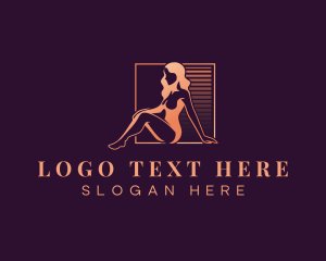 Lingerie - Nude Seductive Woman logo design