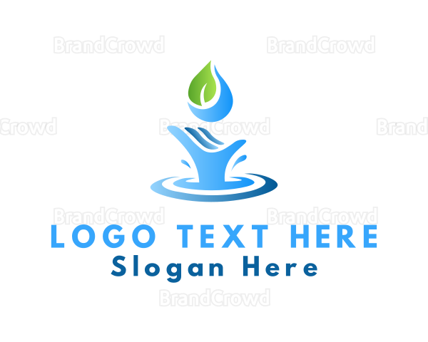 Hand Leaf Water Splash Logo