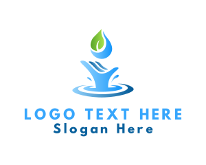 Rain - Hand Leaf Water Splash logo design