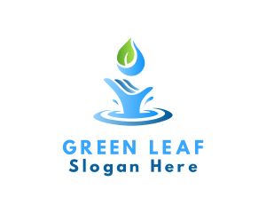 Hand Leaf Water Splash logo design