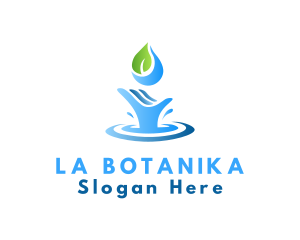 Water Supply - Hand Leaf Water Splash logo design