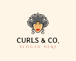 Curls - Beauty Female Hairstylist logo design