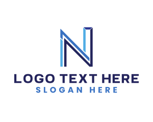 Blue - Futuristic Letter N logo design