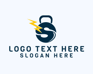 Charge - Lightning Kettlebell Letter S logo design