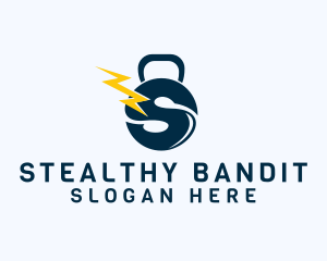 Lightning Kettlebell Letter S logo design