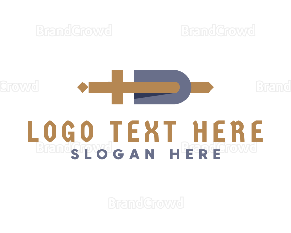 Medieval Cross Sword Letter D Logo