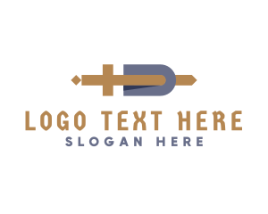 Regal - Medieval Cross Sword Letter D logo design