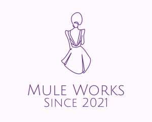 Woman’s Dress Monoline logo design