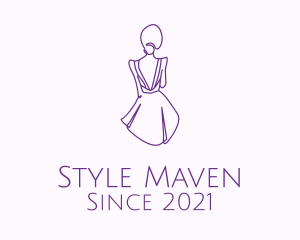 Fashionista - Woman’s Dress Monoline logo design