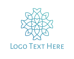 Blue Heart - Elegant Floral Heart Outline logo design