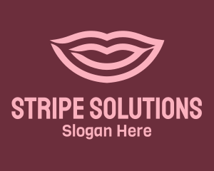 Stripe Pink Lips logo design