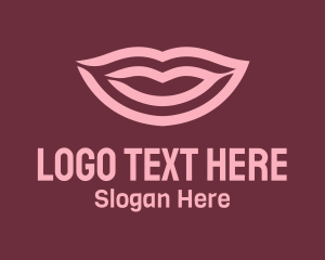 Girly - Stripe Pink Lips logo design