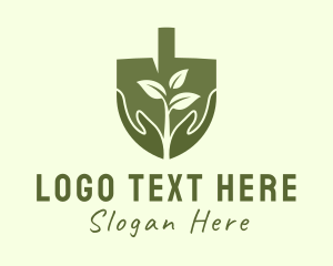 Vegan - Garden Shovel Hands logo design