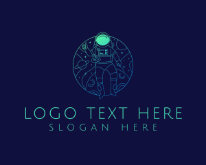 Planetarium - Astronaut Galaxy Explore logo design
