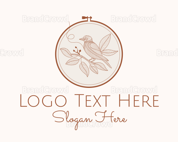 Botanical Bird Embroidery Logo