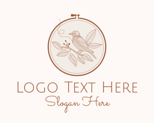 Seamstress - Botanical Bird Embroidery logo design