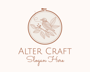 Botanical Bird Embroidery logo design