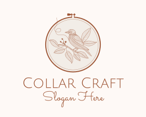 Botanical Bird Embroidery logo design